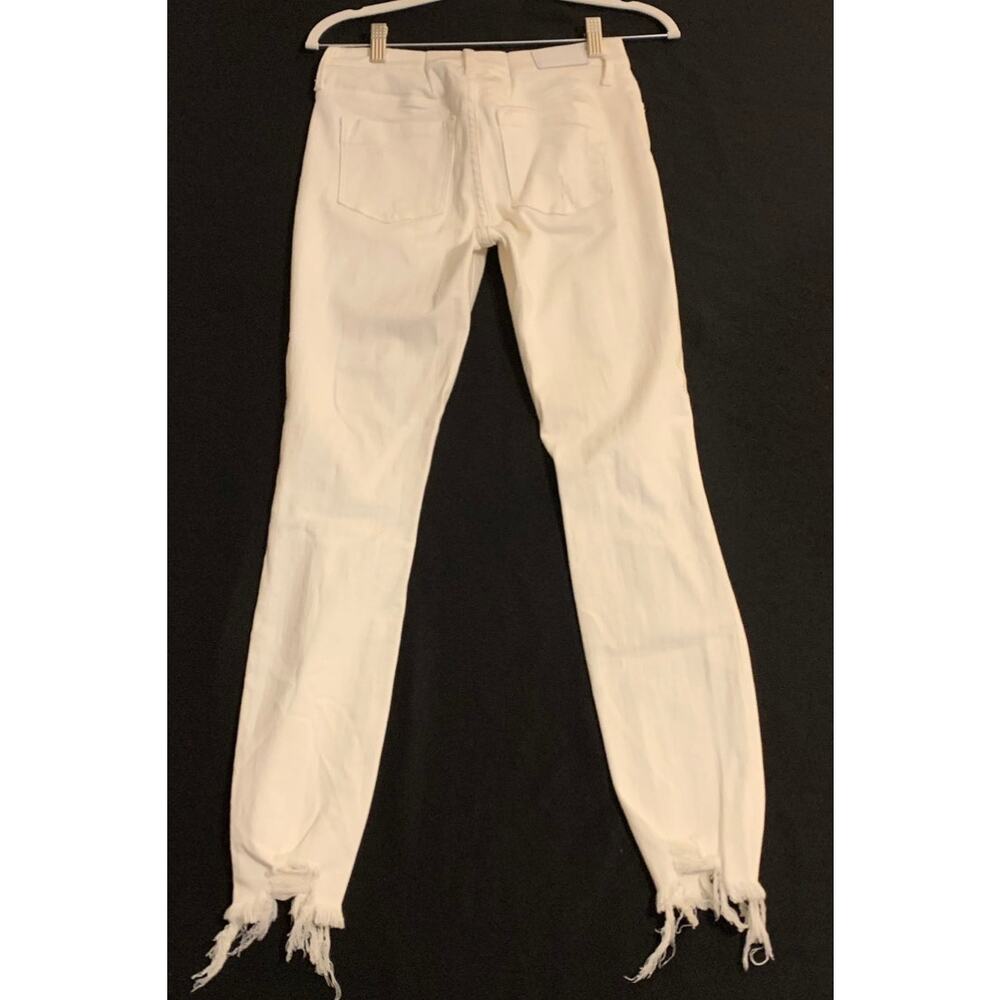 Express Womens Distressed White Skinny Jeans Stretch Mid Rise Ankle Y2K Size 0 - Picture 7 of 9